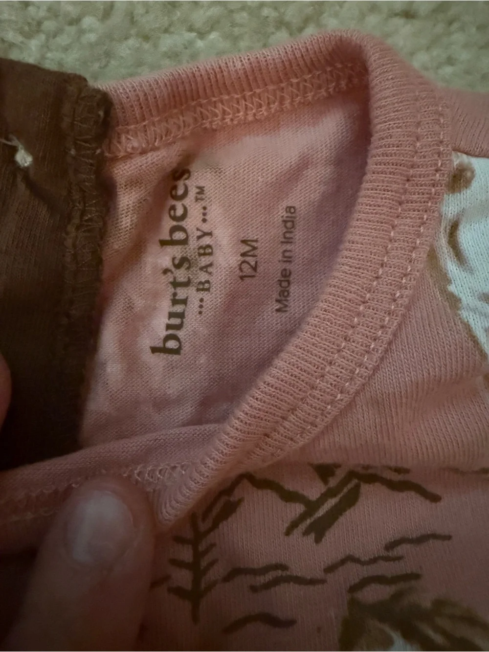 Burt's Bees Dusty Pink One-Piece with White & Tan Horse Print